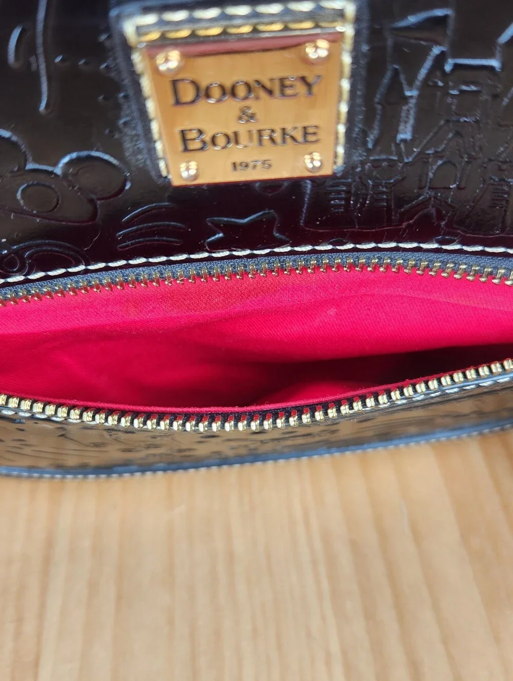 DOONEY & BOURKE Disney Sketch Handbag Black Leather Cross Body Embossed Rare